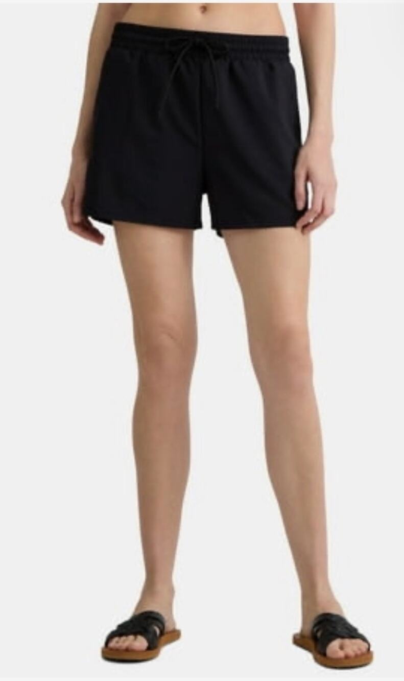 Time and Tru Large 12-14 High Rise Swim Shorts bottoms Black relaxed loose fit